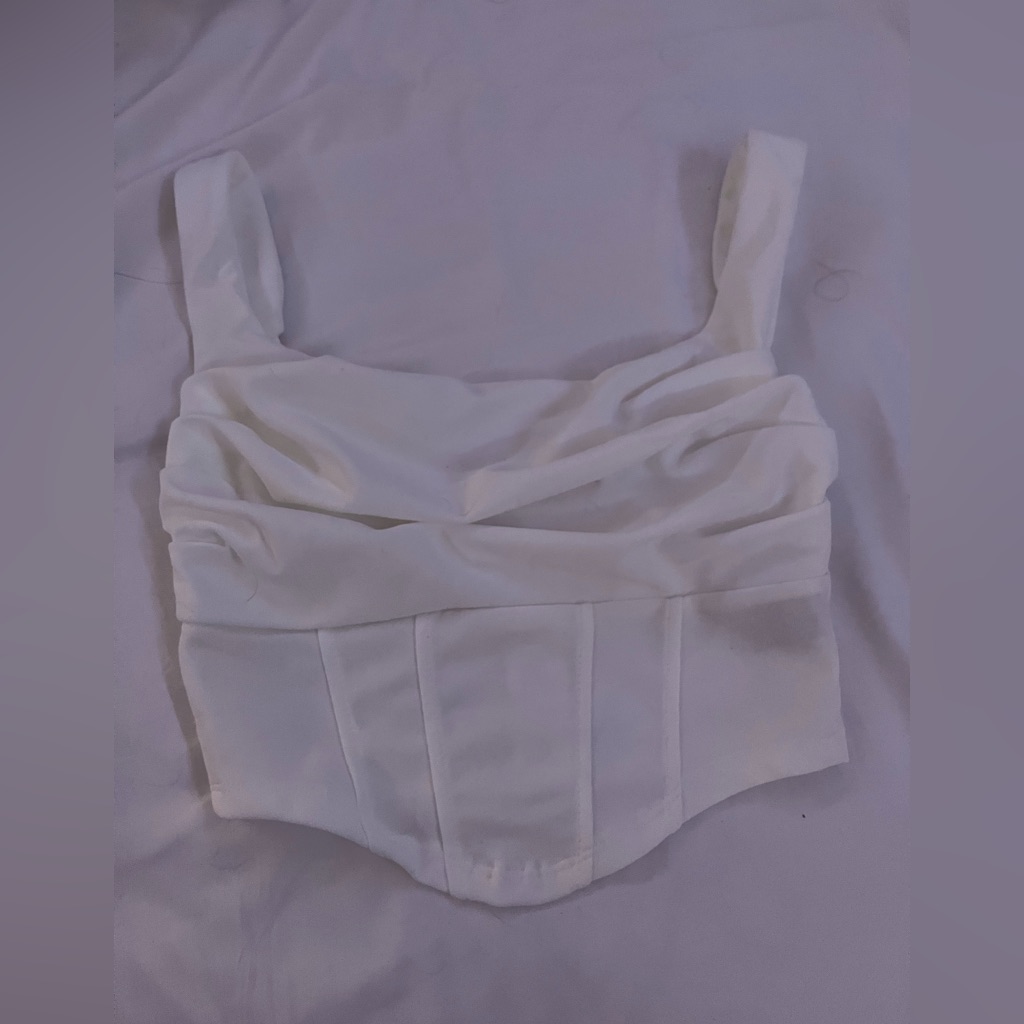 White Ruched Crop Top